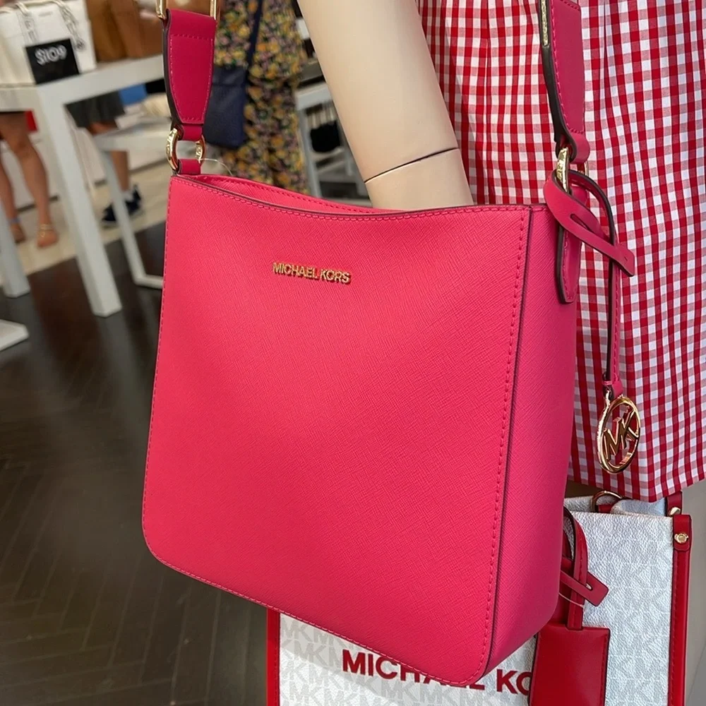 Michael Kors Jet Set Travel Small Messenger Crossbody Bag Electric Pink  NWT